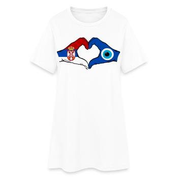 Drapeau du Nazar de Serbie Mains en forme de cœur - Robe T-shirt Femme - blanc - Devant