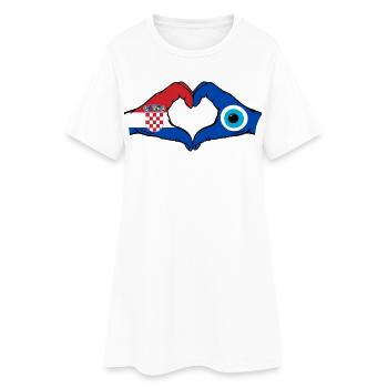 Drapeau du Nazar de Croatie Mains en forme de cœur - Robe T-shirt Femme - blanc - Devant