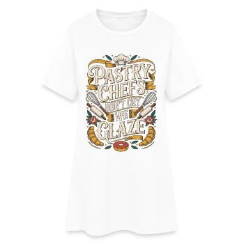 Les pâtissiers ne pleurent pas, on glace le chef dessert - Robe T-shirt Femme - blanc - Devant