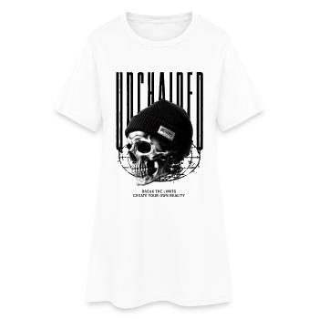 Crâne en bonnet déchaîné - Robe T-shirt Femme - blanc - Devant