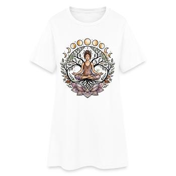 Yoga Woman Arbre de la Vie Phases de la Lune du Lotus - Atma Boho - Robe T-shirt Femme - blanc - Devant