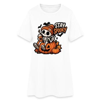 Reste Squelette Effrayant dans la Citrouille - Robe T-shirt Femme - blanc - Devant