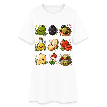 Olives de Kawaii | Cuisine méditerranéenne - Robe T-shirt Femme - blanc - Devant