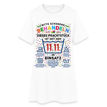 11.11. Schonend behandeln | Karneval Konfetti - Frauen T-Shirt-Kleid - Weiß - Vorne