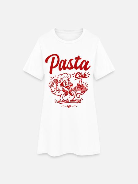 Pasta Club - Frauen T-Shirt-Kleid - Weiß