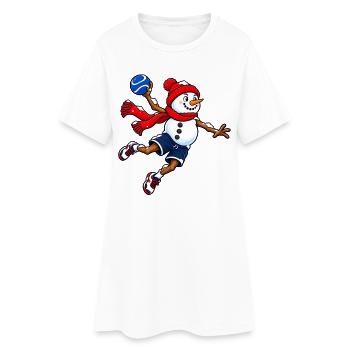 Handball-Schneemann im Sprungwurf - Frauen T-Shirt-Kleid - Weiß - Vorne