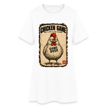  Chicken Game Don’t Look at the Chicken  - Frauen T-Shirt-Kleid - Weiß - Vorne