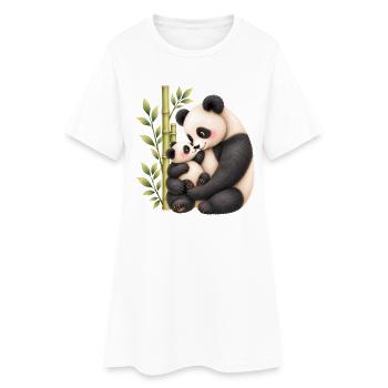 Panda-Zärtlichkeit – Mama und ihr Junges - Frauen T-Shirt-Kleid - Weiß - Vorne