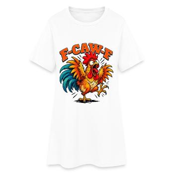 Funny F-CAW-F Crazy Rooster Retro Chicken - Frauen T-Shirt-Kleid - Weiß - Vorne