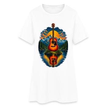 Acoustic Guitar Sunset By The Lake - Frauen T-Shirt-Kleid - Weiß - Vorne