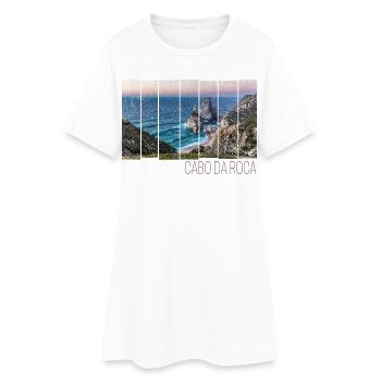 Cabo da Roca in Portugal mit Praia da Ursa Strand - Frauen T-Shirt-Kleid - Weiß - Vorne