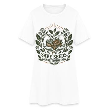 Samen speichern Teilen Sie morgen - Frauen T-Shirt-Kleid - Weiß - Vorne