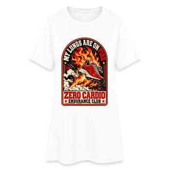 Meine Lungen brennen – Zero Cardio Endurance Club - Frauen T-Shirt-Kleid - Weiß - Vorne