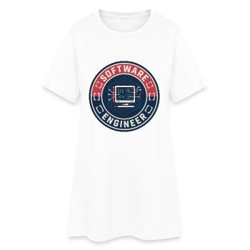 Vintage Software Engineer Code Terminal Patch Top - Frauen T-Shirt-Kleid - Weiß - Vorne