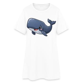Pottwal Kawaii Style – Süßer Meeresriese - Frauen T-Shirt-Kleid - Weiß - Vorne