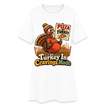 Turkey In Cravings Mode witzig schwanger an - Frauen T-Shirt-Kleid - Weiß - Vorne