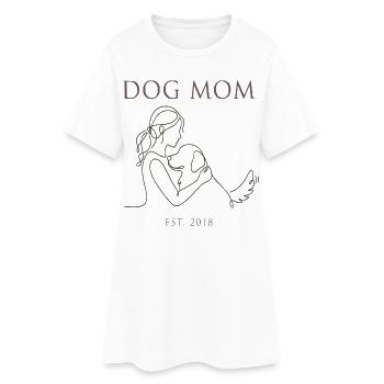 Hundemama Linienkunst mit Welpen - Frauen T-Shirt-Kleid - Weiß - Vorne