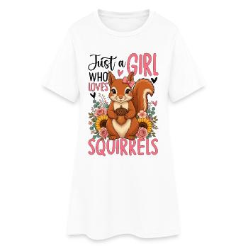 Just a Girl Who Loves Squirrels - Frauen T-Shirt-Kleid - Weiß - Vorne