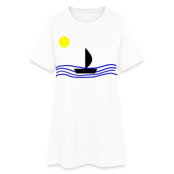Mit dem Boot auf dem Meer - Frauen T-Shirt-Kleid - Weiß - Vorne