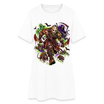 Slasher Mit Neon-Horror - Frauen T-Shirt-Kleid - Weiß - Vorne