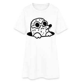 cooler Maulwurf - Frauen T-Shirt-Kleid - Weiß - Vorne