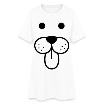doggy face - Frauen T-Shirt-Kleid - Weiß - Vorne