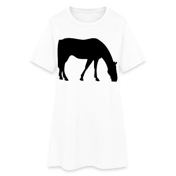 Pferd - Frauen T-Shirt-Kleid - Weiß - Vorne
