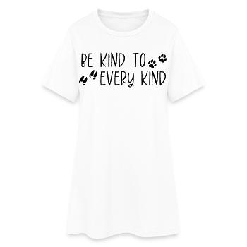 Be Kind – Déclaration minimaliste Amour animal - Robe T-shirt Femme - blanc - Devant