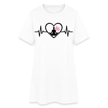 Yoga Herz Frau Silhouette Lotus Wellness - Frauen T-Shirt-Kleid - Weiß - Vorne