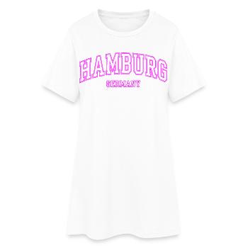 Lettrage néon rose à Hambourg Allemagne - Robe T-shirt Femme - blanc - Devant