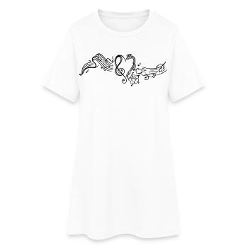 Sheet music with music notes, clef and flowers - Women’s T-Shirt Dress - white - Front