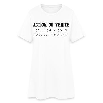 Écriture Braille Inspirée Action Vraie - Robe T-shirt Femme - blanc - Devant