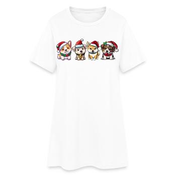 Hunde-Weihnachten - Frauen T-Shirt-Kleid - Weiß - Vorne