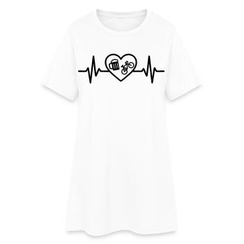 Herz Fahrrad Bier - Frauen T-Shirt-Kleid - Weiß - Vorne