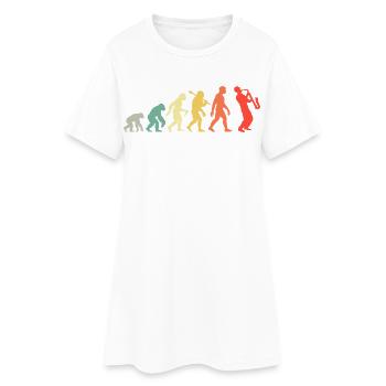 Saxophonist Evolution - Retro Saxophon Musiker - Frauen T-Shirt-Kleid - Weiß - Vorne