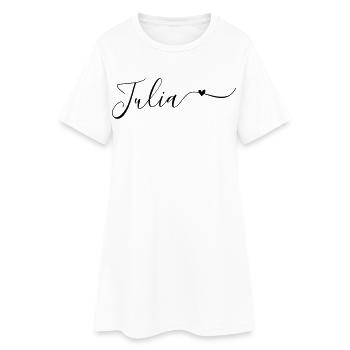 Julia Prénom Décoratif - Robe T-shirt Femme - blanc - Devant
