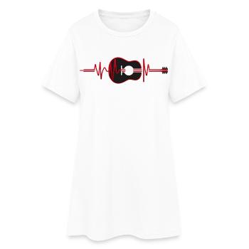 Silhouette of Guitar in a Heart Beat. - Women’s T-Shirt Dress - white - Front