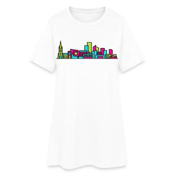 Silhouette de la cathédrale de la ville de Derby Art moderne en ligne - Robe T-shirt Femme - blanc - Devant