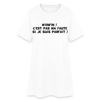 La perfection au masculin (noir) - Robe T-shirt Femme - blanc - Devant
