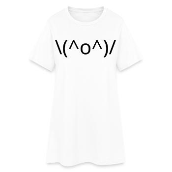 Emote \(^o^)/ de joie, bras levés Kaomoji - Robe T-shirt Femme - blanc - Devant