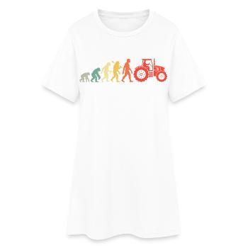Traktor Trecker Evolution Landwirt Bauer Retro - Frauen T-Shirt-Kleid - Weiß - Vorne