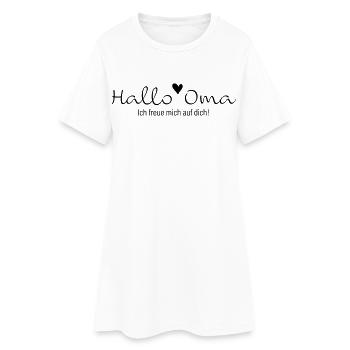 Hallo Oma, ich freue mich auf dich - Frauen T-Shirt-Kleid - Weiß - Vorne