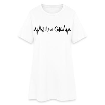 J’aime les chats, les palpitations cardiaques - Robe T-shirt Femme - blanc - Devant