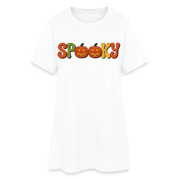 Spooky Kürbis Schriftzug - Frauen T-Shirt-Kleid - Weiß - Vorne