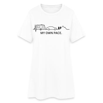 MY OWN PACE. (Caravan - ECG - color customizable) - Women’s T-Shirt Dress - white - Front