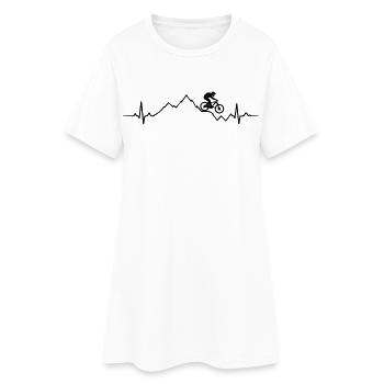 VTT, ECG, battement de cœur, saut en montagne en VTT - Robe T-shirt Femme - blanc - Devant