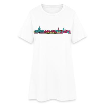 Toulouse City Skyline Basilique Linienzeichnung - Frauen T-Shirt-Kleid - Weiß - Vorne