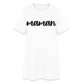 Maman : Typographie Manuscrite Élégante - Robe T-shirt Femme - blanc - Devant