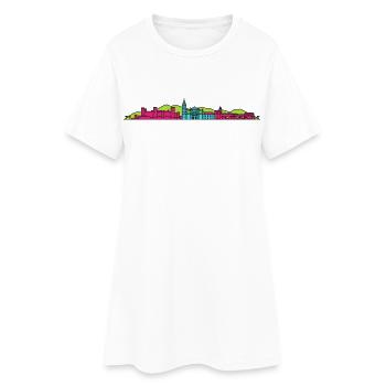 Malaga City Skyline Alcazaba Moderne Linienkunst - Frauen T-Shirt-Kleid - Weiß - Vorne