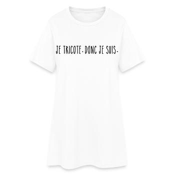 Je Tricote Donc Je Suis - Humour Tricot - Robe T-shirt Femme - blanc - Devant